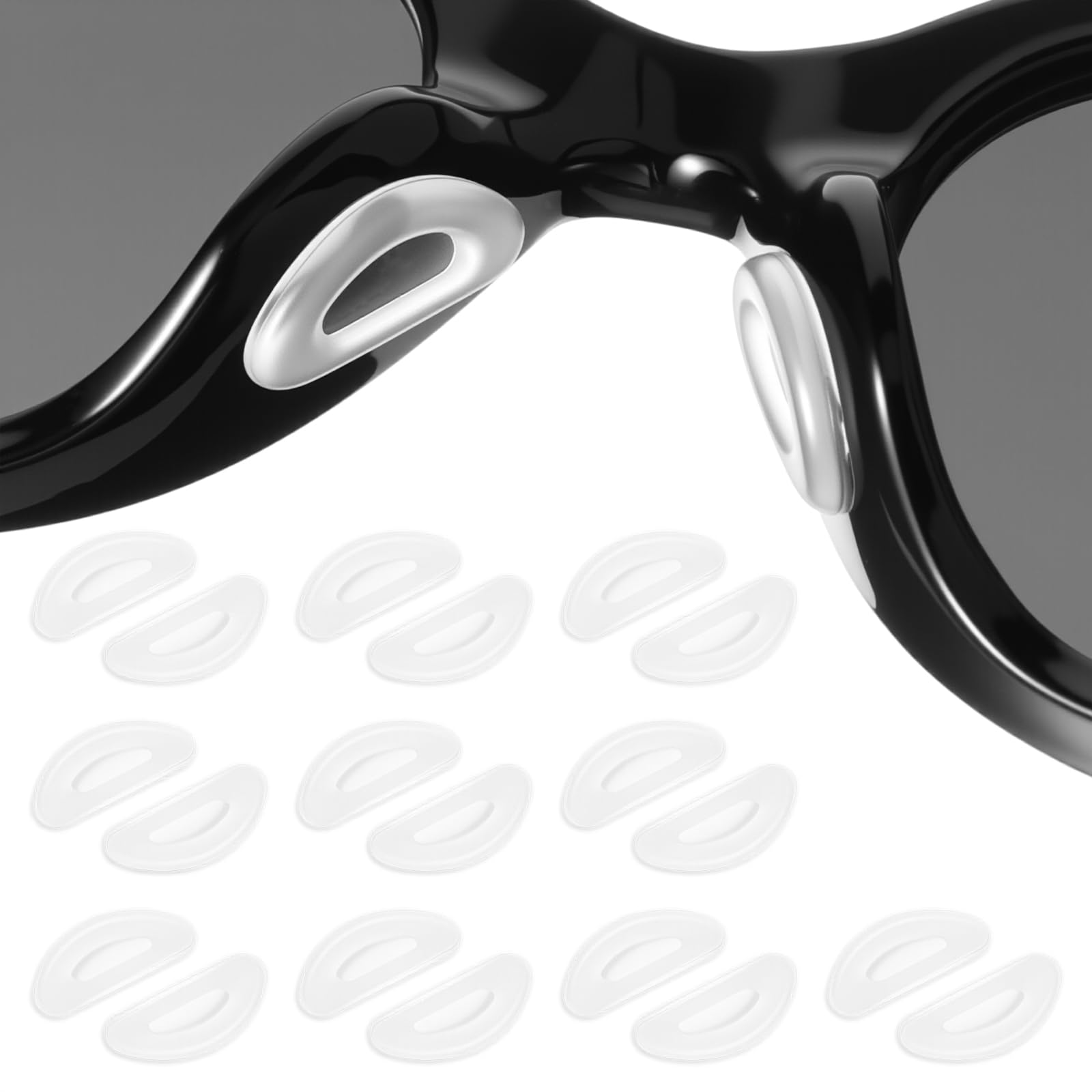 Photo 1 of 10 Pairs Eyeglass Nose Pads Anti Slip Eyeglass Nose-Pads Comfort Soft Silicone Glasses Nose Pad Adhesive Noses Pad for Glasses, Sunglasses and Eye Wear (Clear)