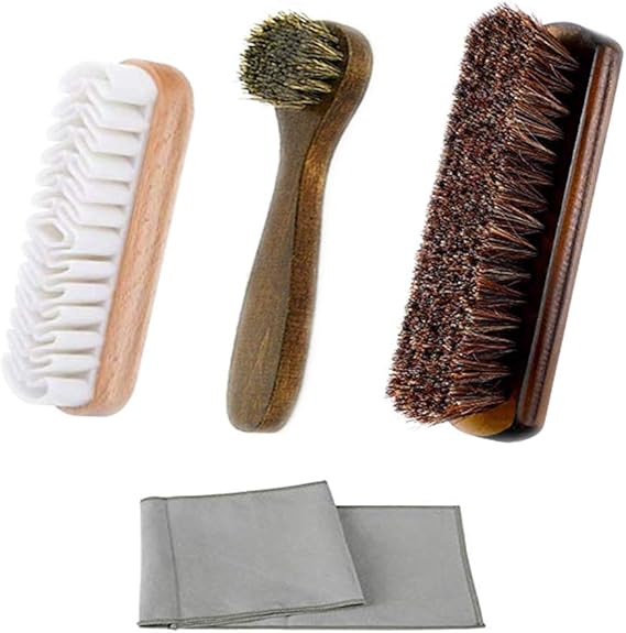 Horsehair Shoe Brush Suede Brush Shoe Shine Kit with