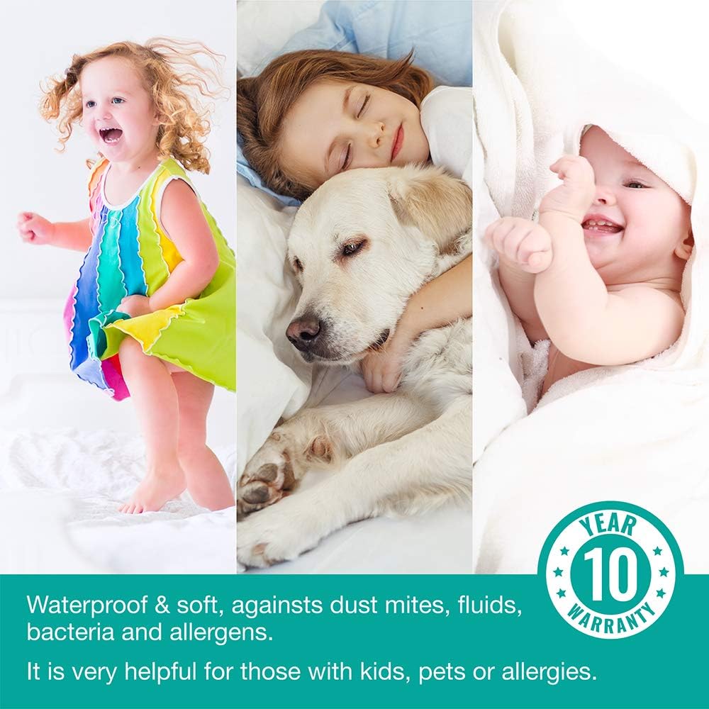 Vekkia Premium Twin Size Mattress Protector Waterproof Bed Cover. Soft Cotton Terry Surface Fabric, Breathable, Quiet, Hypoallergenic. Pet & Fluids Proof. Safe Sleep for Adults & Kids (Twin): Home & Kitchen