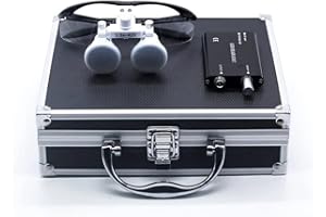 UINMYREO 3W LED Head Light Lamp Surgical Binocular Loupes 3.5X 420 Binocular Loupes Magnifier Glasses LED Head Light Optical Glass Aluminum Box (Black)