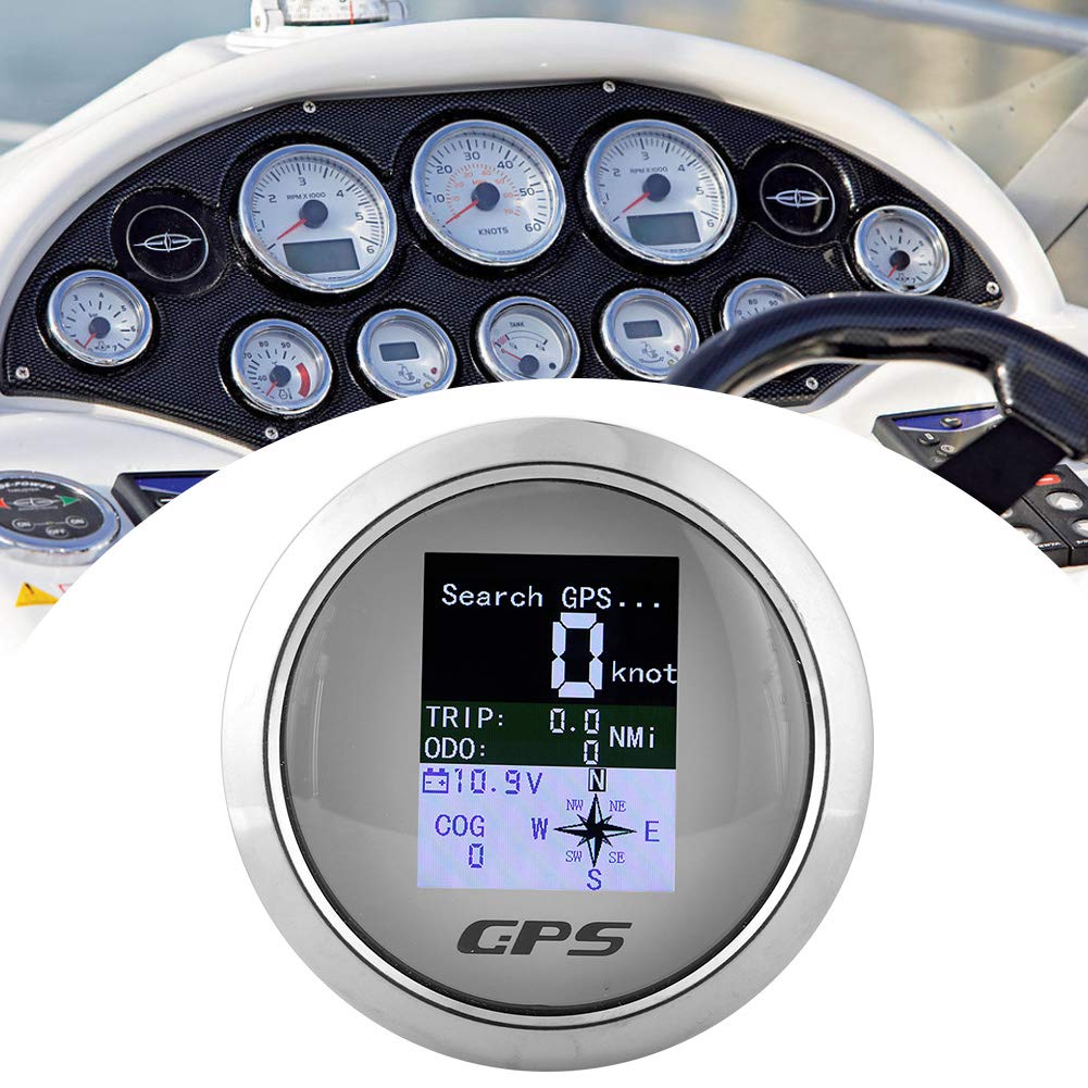 Boat GPS Speedometer， GPS Speedometer Speed Gauge Odometer for Car Boat 85mm (white Diali)