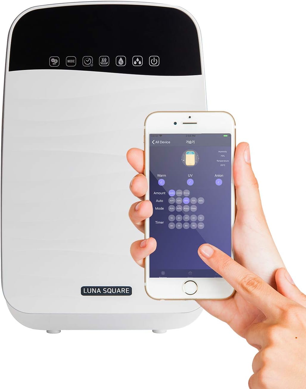 Luna Square Ultrasonic Air Humidifiers for Bedroom | Warm Mist Whole House Nursery Vaporizer for Babies