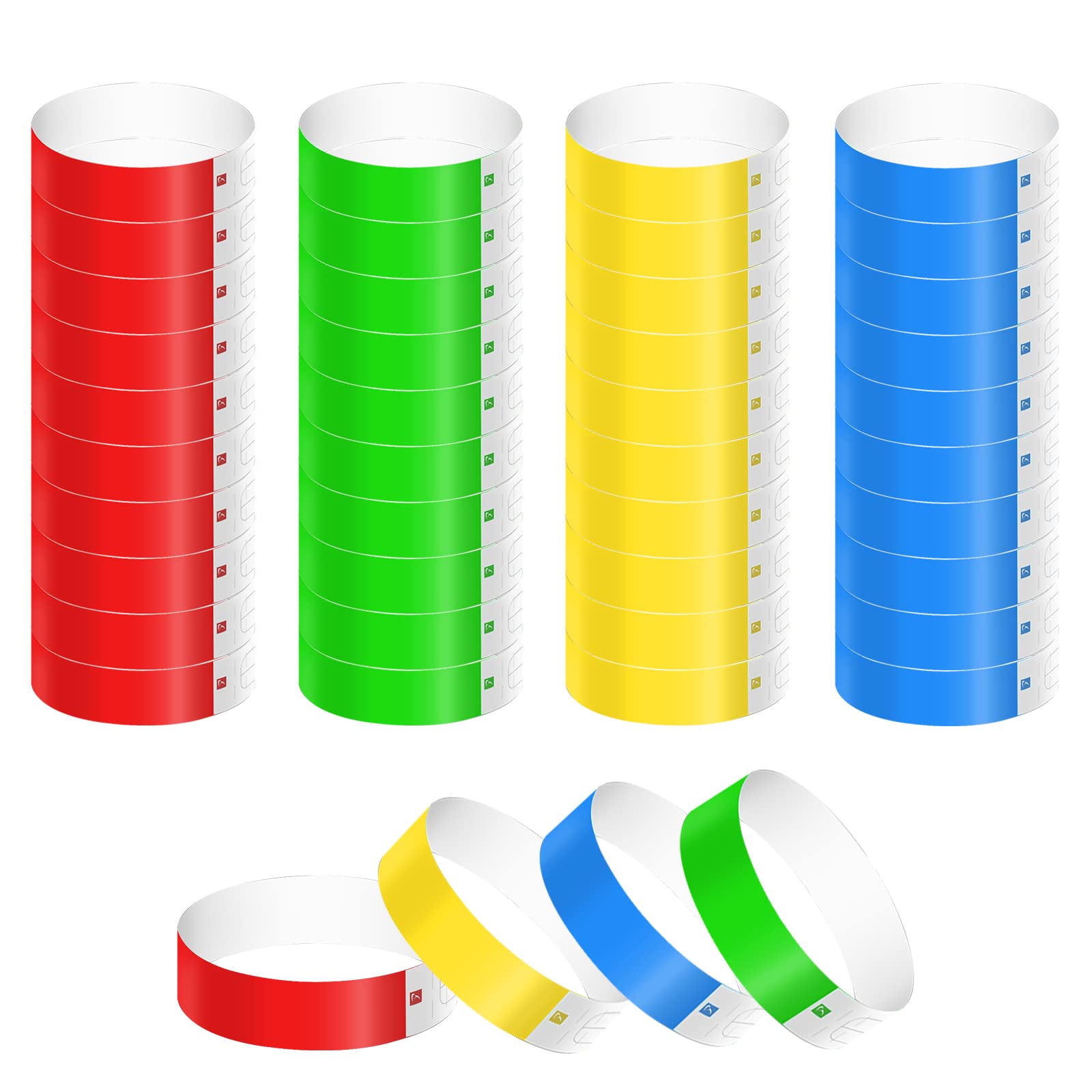 KINBOM 200pcs Neon Wristbands, Waterproof Paper Bracelets Event Wristbands Colorful Wrist Party Bands Armbands for Events Bars Concerts Nightclubs(Green, Red, Blue, Yellow)