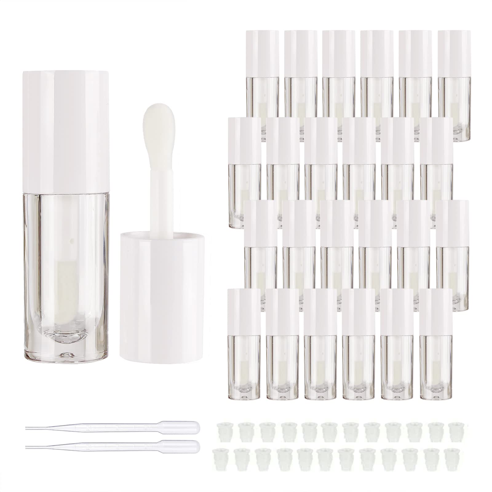 COSIDEA 14pcs Empty 6ml big doe foot wand lip gloss tubes for DIY lipgloss, White round lipgloss containers tubes with thick wand