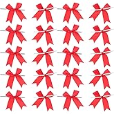 LALAFINA Red Twist Ribbon Bows with Pre Tied Twist Ties 3.34X3.14 Inch Satin Mini Bows for Candy Packaging Wedding Cake Decoration Birthday Party Treat Bags