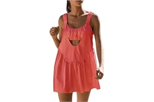 Rkwins Tennis Dresses for Women Built in Bra Patchwork Dress Sleeveless Hollow Out Dress Short Casual Athletic Dress