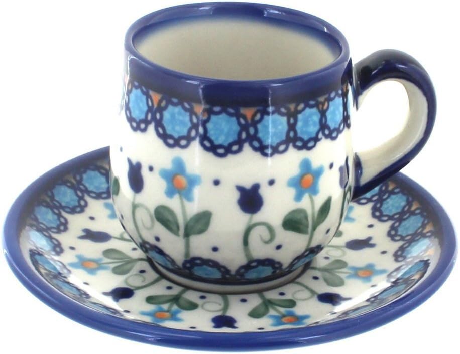 Polish Pottery Savannah Espresso Cup & Saucer Drinkware