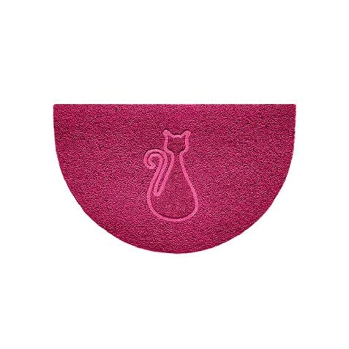Nicoman Embossed Halfmoon Half Circle Door Mat Dirt-Trapper Jet-Washable Doormat 70x44cm (Pink, CAT Shape) - Use Indoor or Sheltered Outdoor