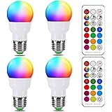RGB LED Light Bulb, Color Changing Light Bulb, 40W Equivalent, 450LM, 2700K Warm White 5W E26 Screw Base RGBW, Flood Light Bu