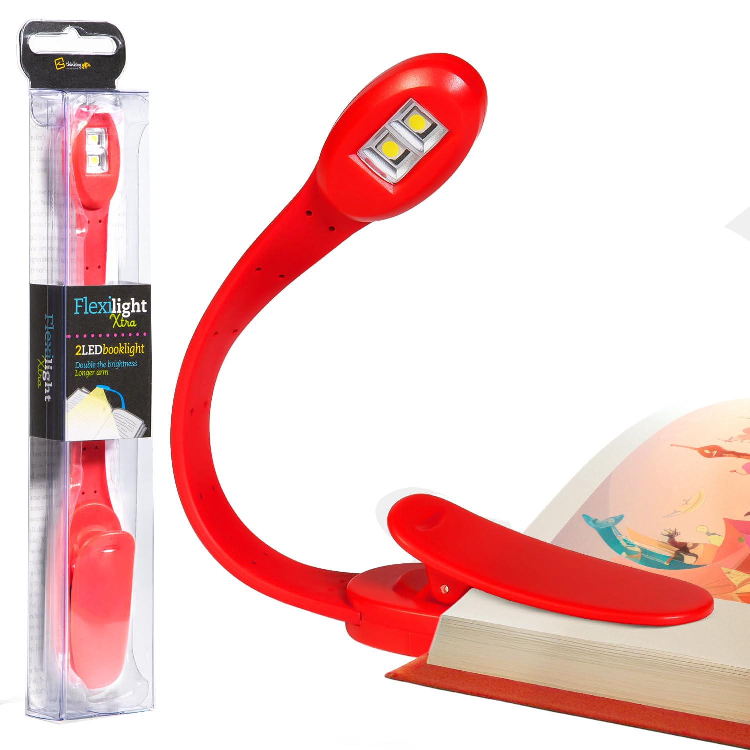 Gifts for Readers & Writers Bookmark Reading Light Pink Leaf - Flexilight Xtra 2in1 Clip On Bookmark Book Light for Reading Night in Bed, Battery Operated Travel LED Book Lights, 8 Lumen Lights