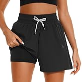 HODOSPORTS Women's 4'' Swim Shorts Quick Dry Board Shorts with Boxer Liner Pockets Swimsuit Bottoms