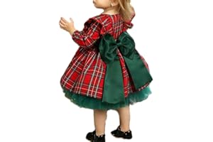 FIOMVA Toddler Baby Girl Christmas Dress Buffalo Plaid Tulle Tutu Skrit Princess Dress Xmas Clothes Outfit for Kids 3M-7T