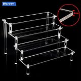 Worown 4-Tier Acrylic Riser Shelf Clear Display Stand 12in x 3.15in x 4mm view 4