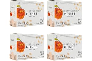 White Leaf Provisions Organic Purees/Baby Food Pouches - Fruits, Veggies & Grains, Toddler snack, Regeneratively Farmed, No Added Sugar, Non-GMO, BPA-Free Pouches 3.17 oz (Pack of 24, Peach + Oat)