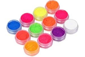 QIC 12 Colors Pigment Nail Powder, Pigment Nail Super Bright Neon Powder Fluorescent Nail Powder