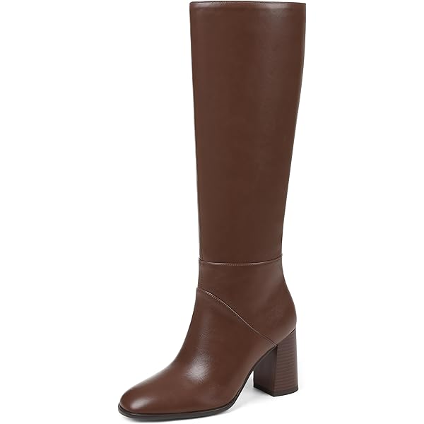Amazon.com: EQAUDES Leather Boot, White Tall Square Toe