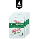 BeauKON Watermelon Hydrating Facial Sheet Mask with Cranberry Extract, Korean Daily Face Mask, Hydrating and Moisturizing (4 