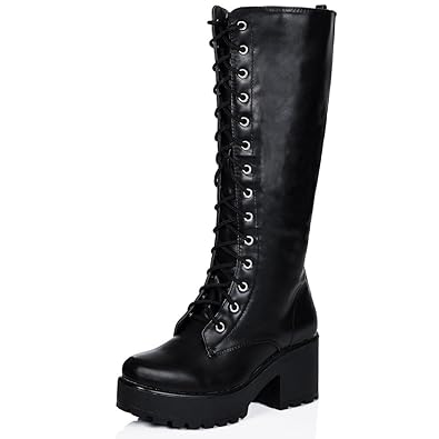 black platform knee high boots
