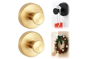 MUCPAD Suction Cup Hooks for Wreaths On Glass,Wreath Hangers for Front Doors,Towel Hooks for Bathrooms,Hand Towel Holder Model No-Drill Suction Cup Hooks for Wall Mirrors (Gold-2PC)