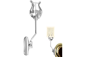 Homoyoyo Trombone Lyre: Silver Metal Trombone Lyre Holder for Marching Band,7.3Inch Sheet Music Clip and Flip Folder,General Musical Instruments Accessories for Trumpeter Clarinet Bass