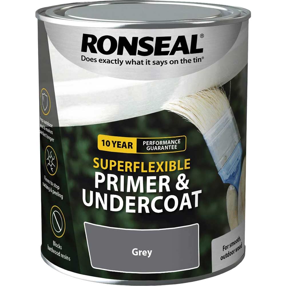 Ronseal RSLEWPGRY750 Super Flexible Wood Primer and Undercoat Grey 750 ml