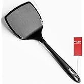 Silicone Pancake Spatula Turner with Lengthened Handle& Seamless Design, Heat Resistant Cooking Spatulas for Nonstick Cookware, Large Flexible Kitchen Utensils, Flipper for Egg, Pancake, Burger, Black