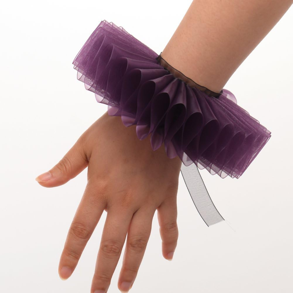 GRACEART Elizabethan Wrist Ruffs Ruffled Cuff Arm Bands For Fancy Dress (M) - Image 5