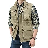 Yimoon Men’s Utility Fishing Vest Summer Lightweight Safari Travel Cargo Vest Outdoor Work Vests Multi Pockets