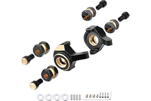 Hobbypark Brass Steering Knuckles Carriers and Brass Extended 7mm Wheel Hex Hubs Adapters for Axial SCX24 Upgrades Parts 1/24 RC Crawler Car (Black-Gold)