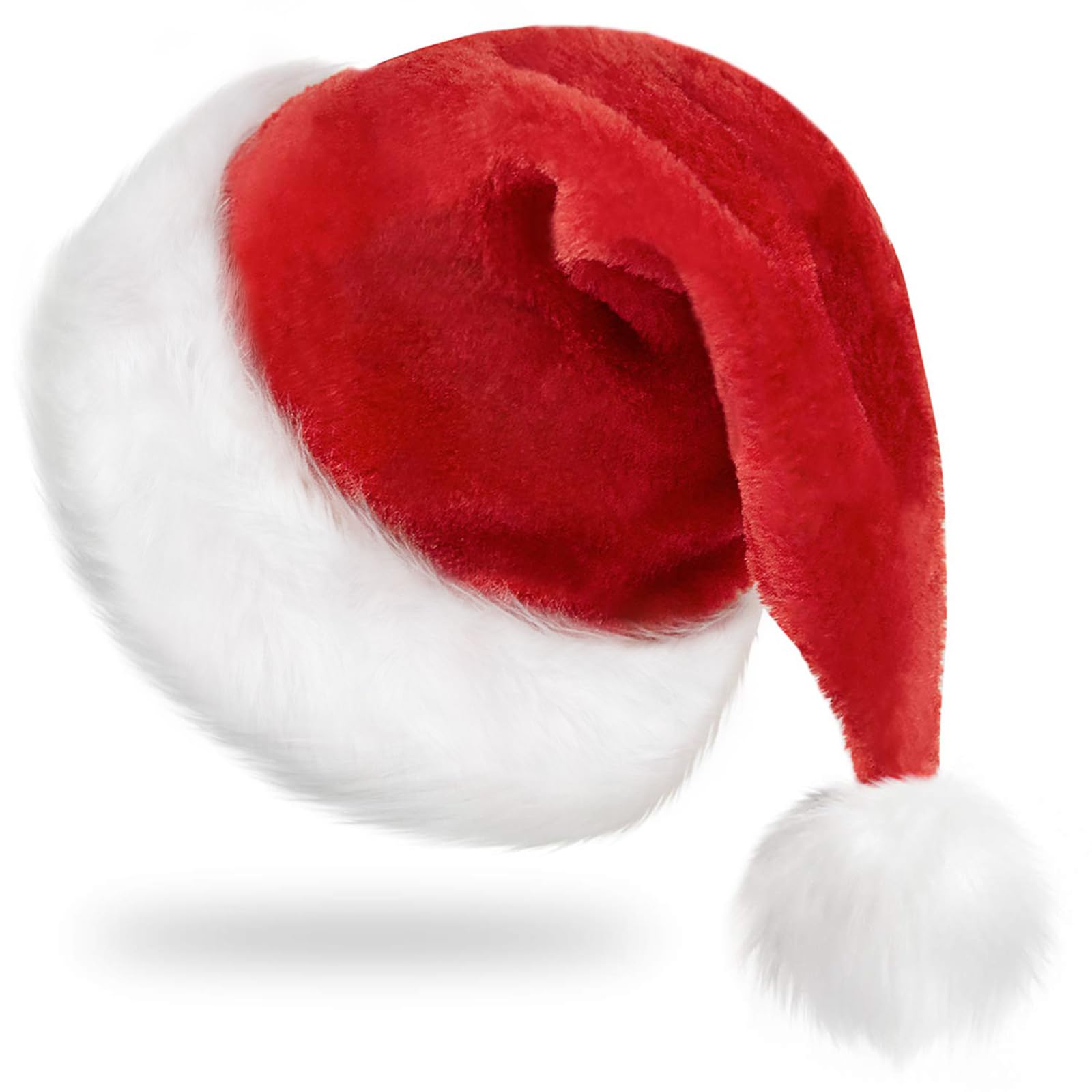 RJVW Christmas Santa Hat for Adults, Thicken Soft Velvet Comfort Classic Santa Claus Hat for New Year Party Headwear Holiday