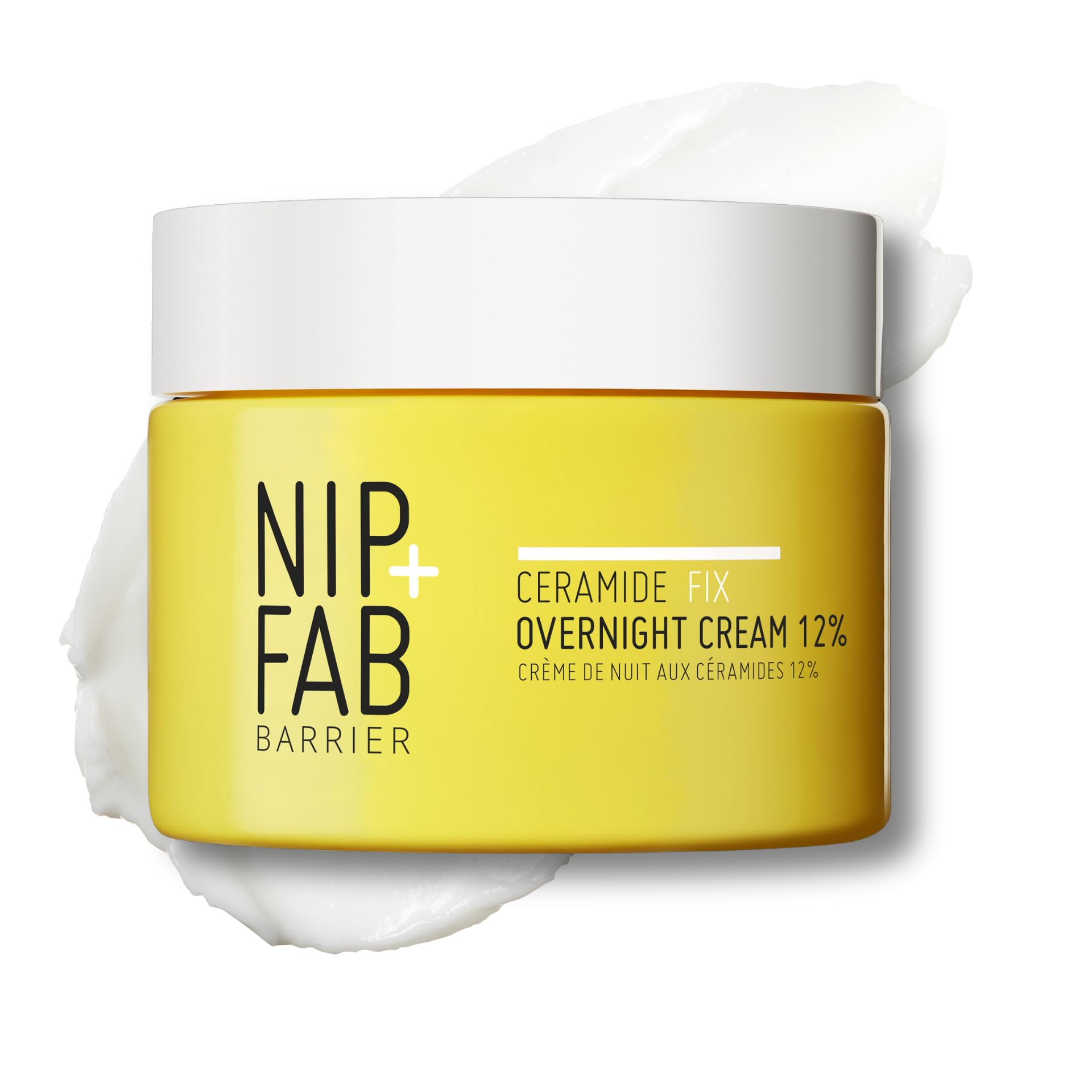 NIP + FAB Ceramide Fix Overnight Repair Cream 12% – Intensive Night Moisturiser Recovery Balm with Squalane & Hyaluronic Acid for Damaged Skin Barrier Repair, Deep Hydration & Smoothing, 50ml