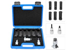 KAISAL Strut Nut Socket 9PCS Labor-saving Strut Nut Removal Tool 16mm 18mm 19mm 21mm 22mm 24mm Strut Socket Set with 12 Point 1/2" Drive Suspension Strut Spreader Tool High Hardness Shock Absorber Socket