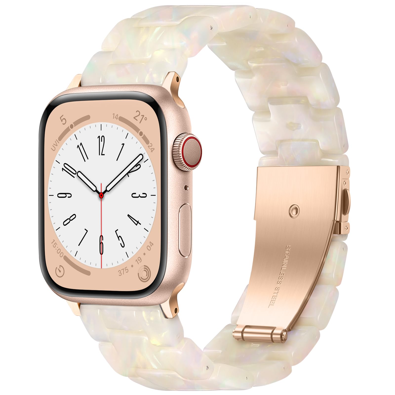 Photo 1 of Lenrao Resin Band Compatible with iWatch Bands for Women 40mm/38mm/41mm/42mm(Series 10), Dressy Lightweight Smartwatch Bands for iWatch Series 10/9/8/7/6/5/4/3/2/1/SE/Ultra/Ultra 2