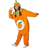 Supodon Adult Onesie Orange Costume Pajamas Cosplay Fruits Homewear Halloween Unisex Sleepwear Jumpsuit for Men Women