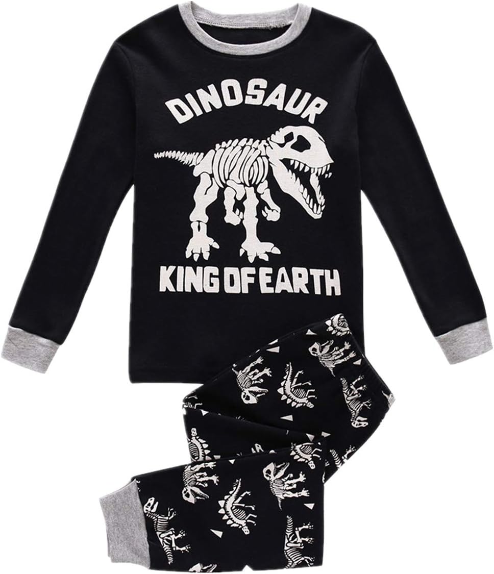 Little Boys Pyjamas Set Dinosaur Toddler Kids PJS Sets Christmas Long Sleeve Nightwear Cotton Clothes 2 PCS Sleepwear Age 1-7 Years