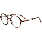 JFXQDR Round Blue Light Blocking Glasses Women Men, Circle Frame Computer Gaming Glasses Anti Glare & UV RF6206 (Tortoise)