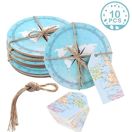 Amazon Com Wmbetter 10pcs Drink Coasters Compass Cork Coasters