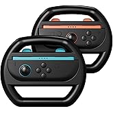 bibuks Steering Wheels for Nintendo Switch 2 (2025) – Ergonomic Wheel Grip for Joy-Con Controllers, Enhance Mario Kart & Driving Game Experience Accessories, 2 Pack (Black)