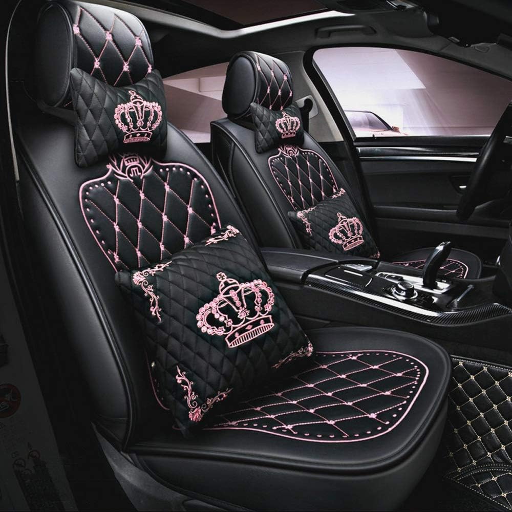 Leather Car Seat Covers, Car Seat Covers Set Full, Air Bag Compatible, With Headrests And Lumbar