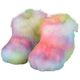 Urmycos Girls Faux Fur Mid-Calf Snow Boot Winter Warm Furry Fluffy Shoes