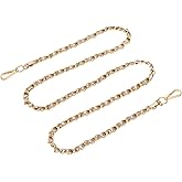 uxcell Purse Chain Strap, 55 Inch Leather Iron Flat Chain Handbag Chains Purse Straps with Buckles for Shoulder and Cross Body Bags (Gold Strap + Gold Chain)