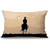 Solekla Cowboy Waist Lumbar Cotton Linen Throw Pillow case Cushion Cover for Sofa Home Decorative Oblong 12x20 Inches