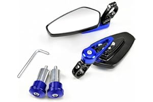 ZHTUNGFL 7/8" Motorcycle Mirrors,Bar End Rear View Mirrors Compatible with Honda Grom,Ducati, Suzuki,Yamaha, Kawasaki and More (BLUE)