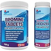 Bromine Tablets for Hot Tub (750g) + Spa Shock Oxidizer (950g) – Non-Chlorine Hot Tub Shock & Slow-Dissolving Bromine for Cry
