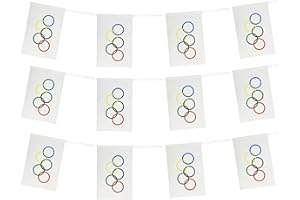 ZXvZYT Olympic Games Flags Banner String Small Mini Olympic Rings Pennant Flag Outdoor Yard Hanging Decorative(20Flags)