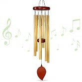 Wind Chimes 32" for Outside,Wind Chimes with Golden Aluminum Tubes | Garden Patio Porch Yard Decor, Unique Gifts for Women Mom, Birthday Housewarming Gift