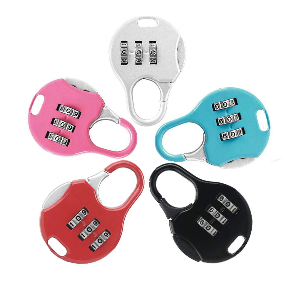 3-Digit Travel Combination Lock,Small Padlock for Suitcases Luggage Computer School Bag Backpack Locker Drawer Toolkit Cabinet,5 Pack