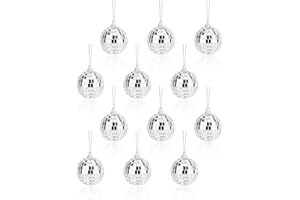 KINMINGZHU 12pc-Silver Disco Mirror Ball for Party Decoration, Christmas Tree Wedding Birthday Party Ornaments (1.18 inch)