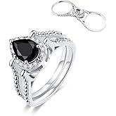 LEXLUNE Reversible Ring for Her, Mother's Day Gifts,2 Rings in 1 Ring,Heart/Square/Oval/Pearl Shape Cut, S925 Sterling Silver, Ruby Sapphire Black Green Diamond, Reversible Flip Ring for Women