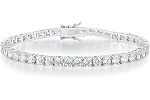 Gemsme Tennis Bracelet for Women Men, White/Yellow Gold Plated 5mm Round Cubic Zirconia Classic Tennis Bracelet(6-8inch)